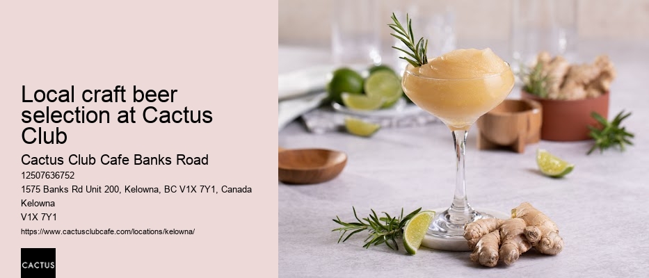 Kelowna restaurant with extensive cocktail menu